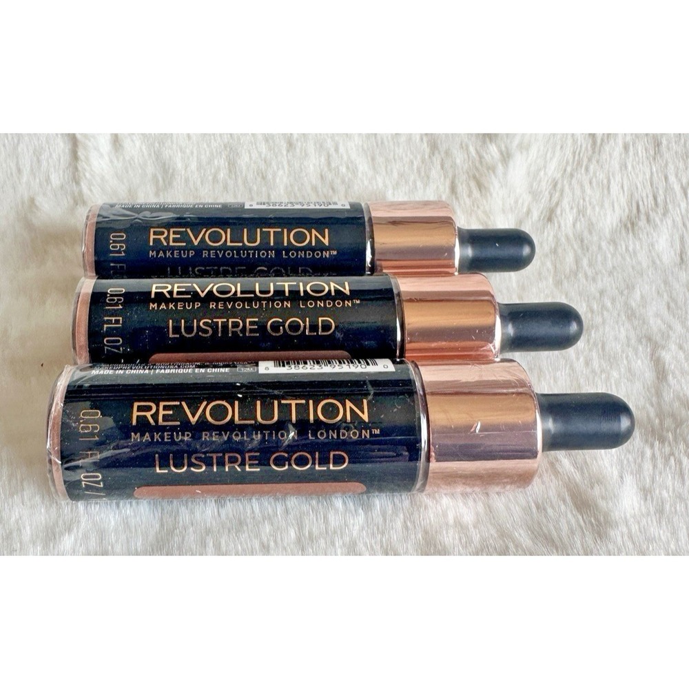 Makeup Revolution Liquid Highlighter  Lustre Gold 0.61oz – CASE PACK OF 3